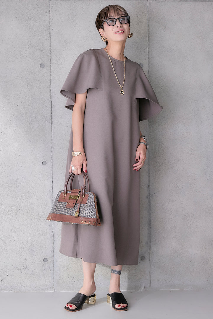 【予約】リネンタッチケープデザインワンピース