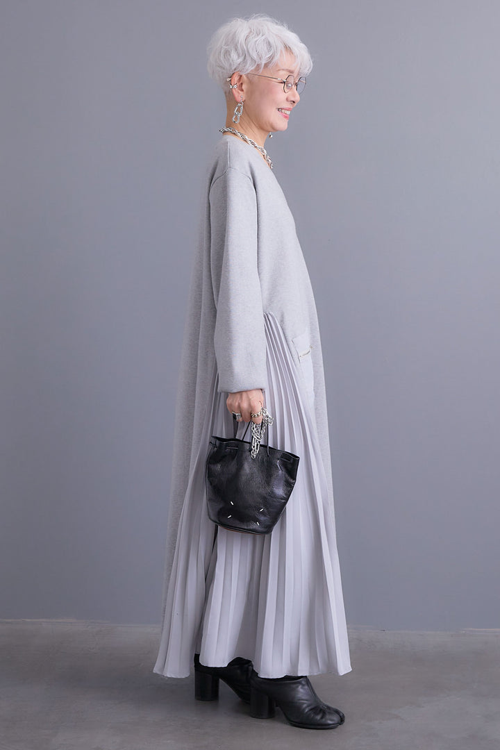 【予約】ZIPポケットサイドプリーツニットワンピース