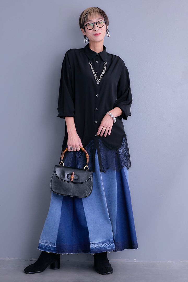 【予約】ヘムレースロングシャツ