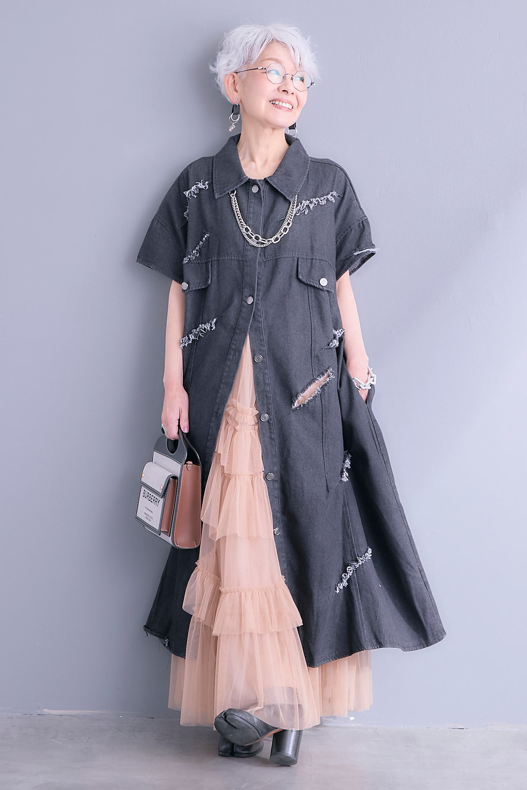 【即納】タッセルチュールティアードスカート