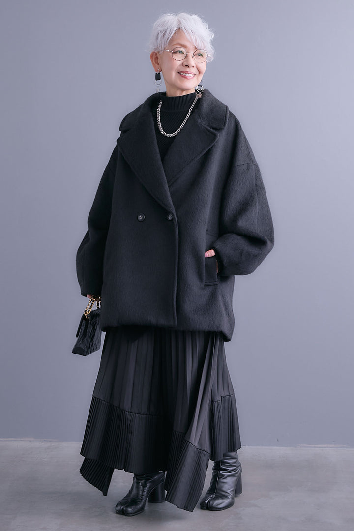 【予約】ワイドラペルコクーンスリーブシャギーコート