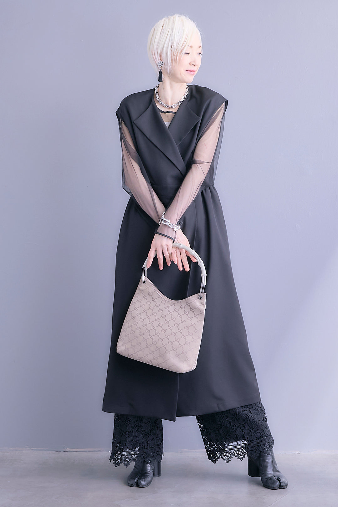 【予約】ジレワンピース×チュールトップスSET