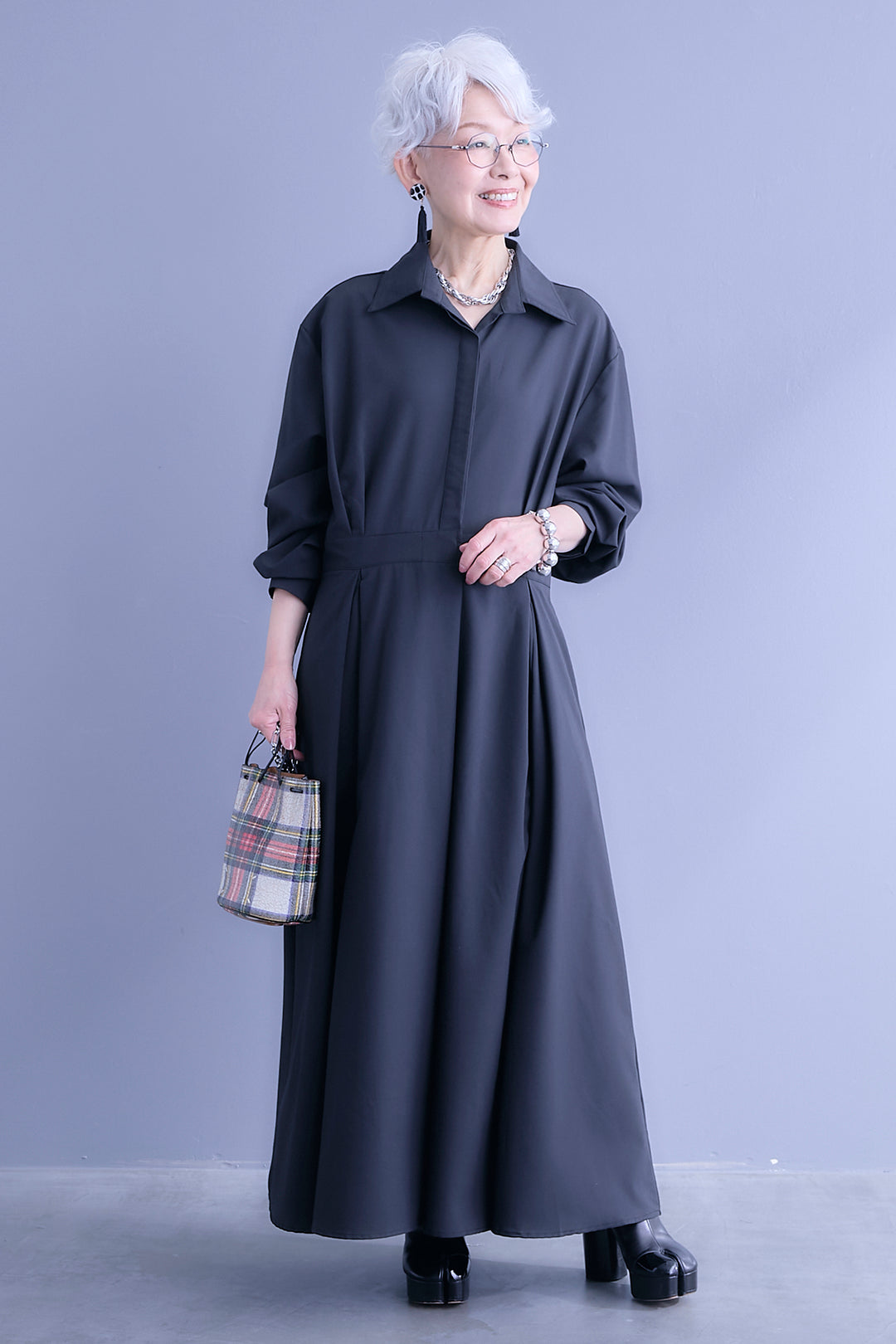 【予約】タックフレアスキッパーシャツワンピース