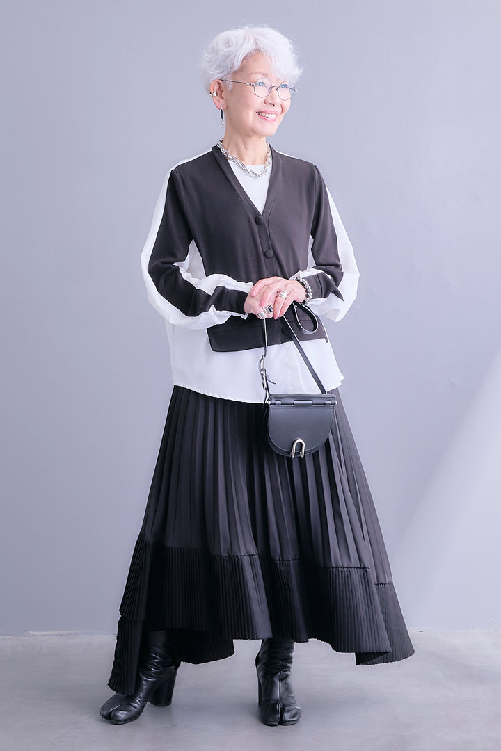 【予約】ブラウスドッキングデザインカーディガン