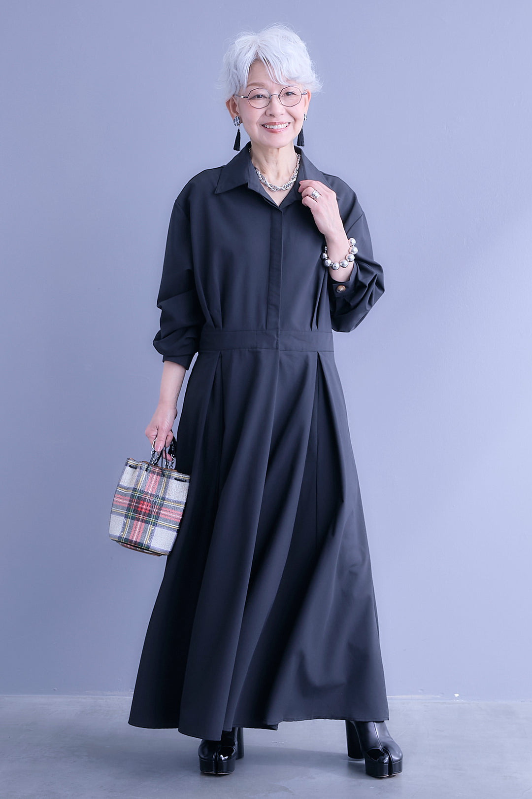 【予約】タックフレアスキッパーシャツワンピース