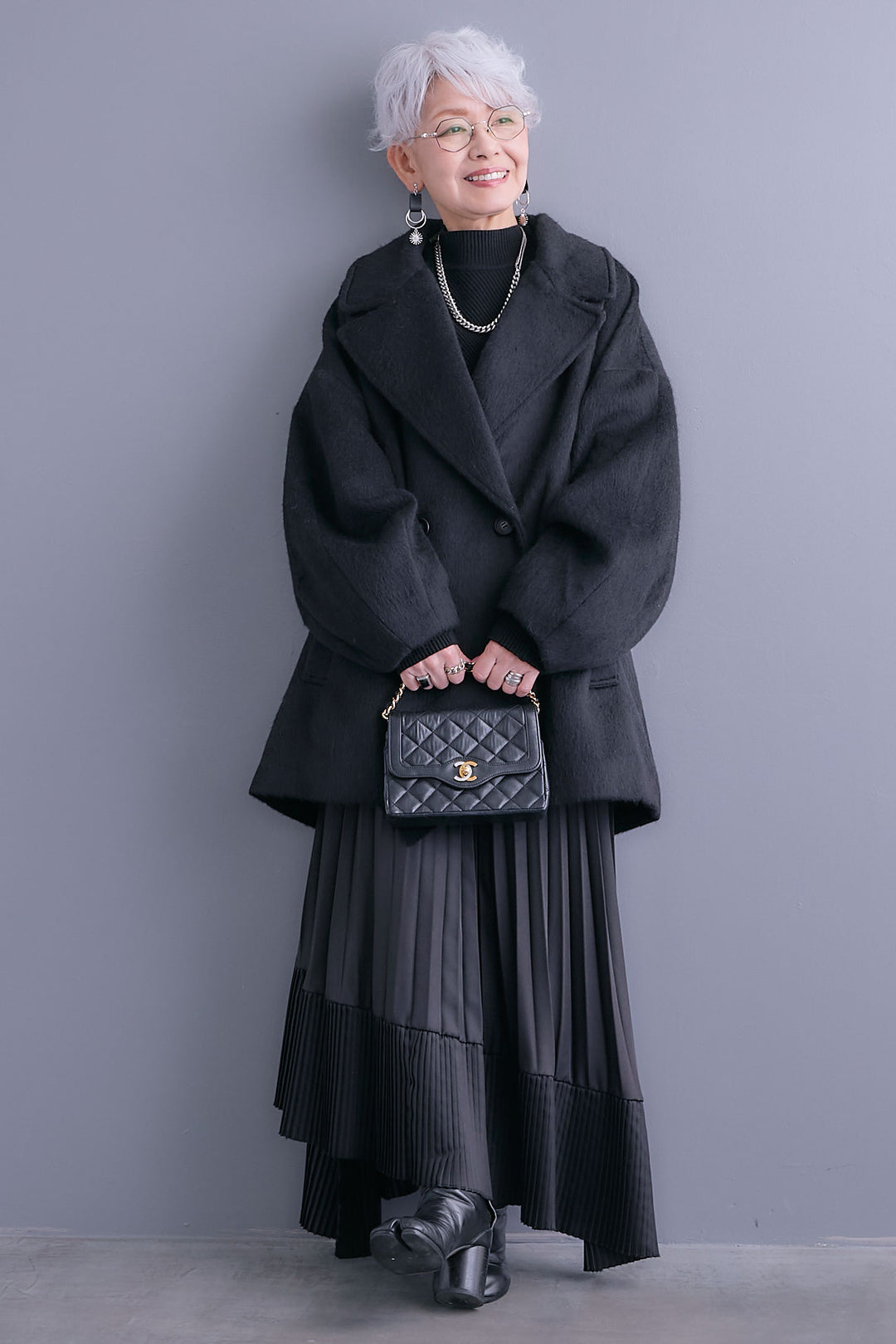 【予約】ワイドラペルコクーンスリーブシャギーコート