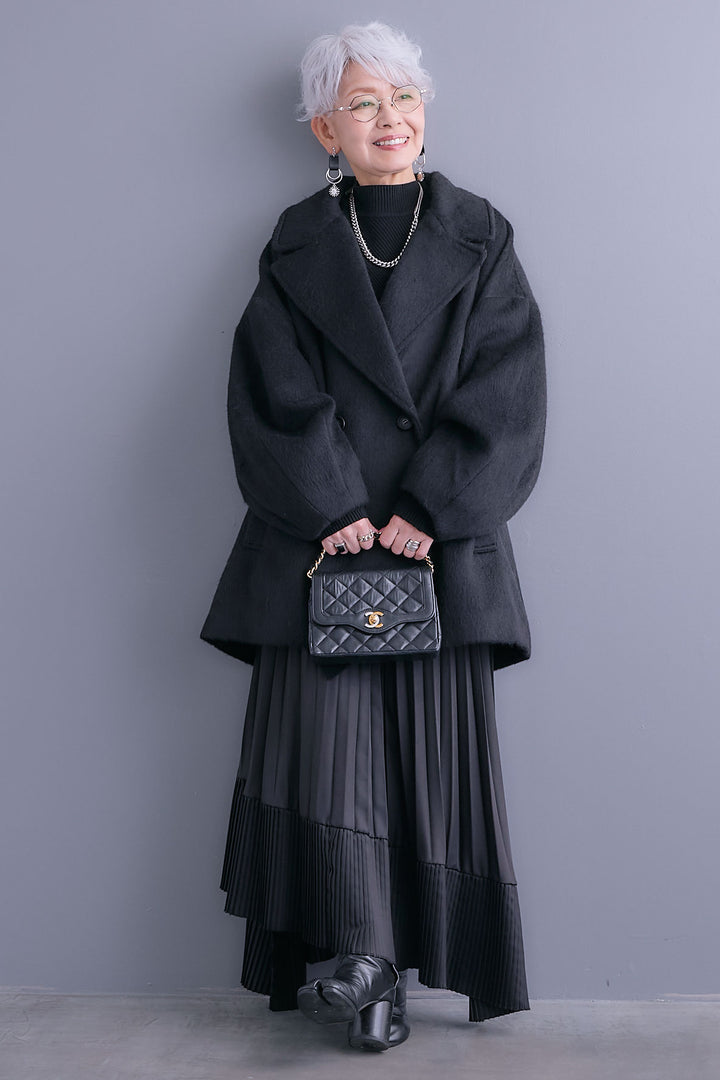 【予約】ワイドラペルコクーンスリーブシャギーコート