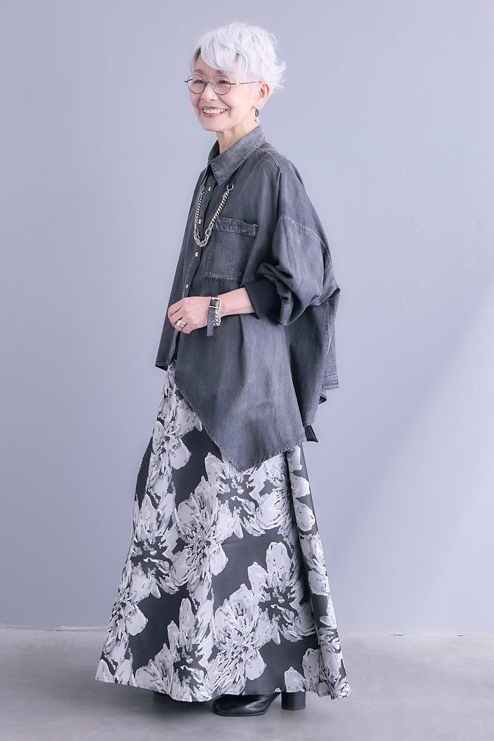 【予約】アシンメトリーダンガリーデニムシャツ