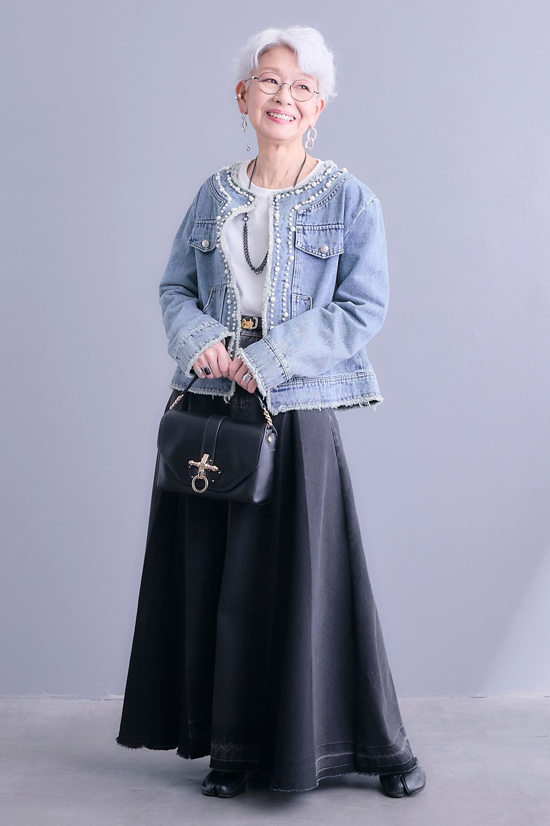 【予約】ビジューノーカラーデニムジャケット