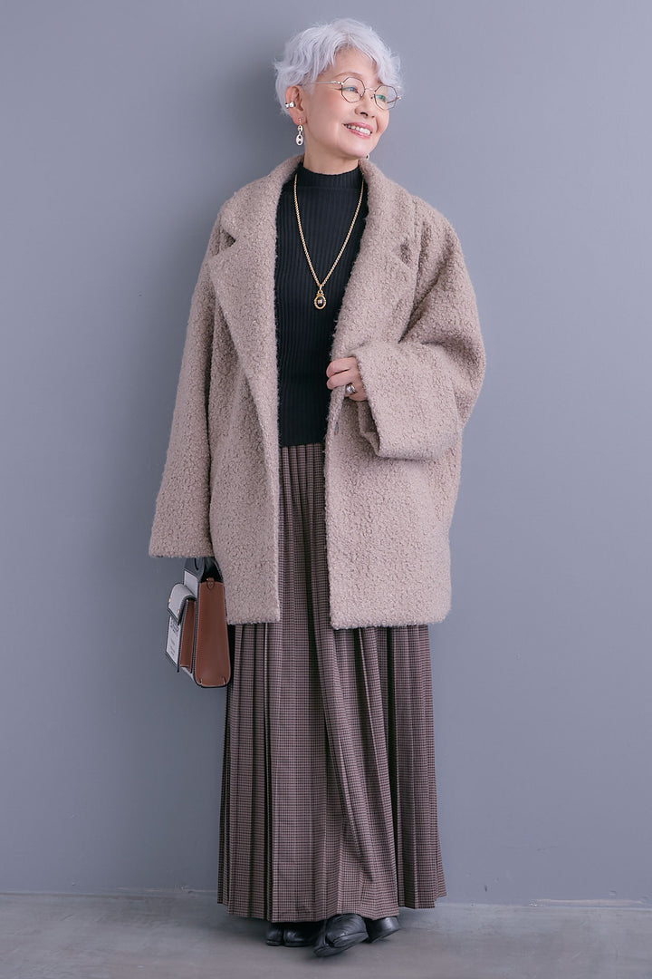 【SET】ブークレーテーラードコート+グレンチェックプリーツスカート(2set)