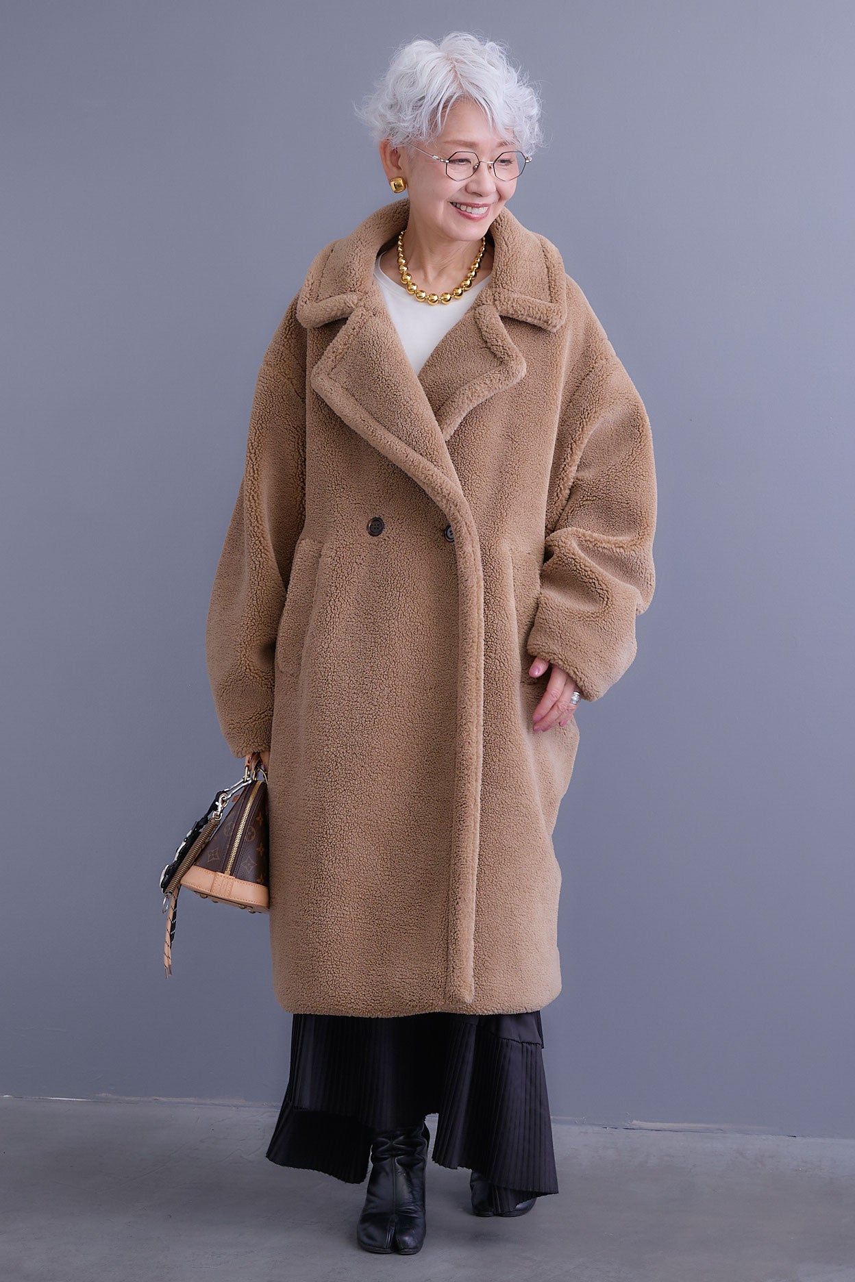 アナイ　ANAYI テディベア　カーリーウールロングコクーンコートボアコート アナイ ANAYI テディベア カーリーウールロングコクーンコート