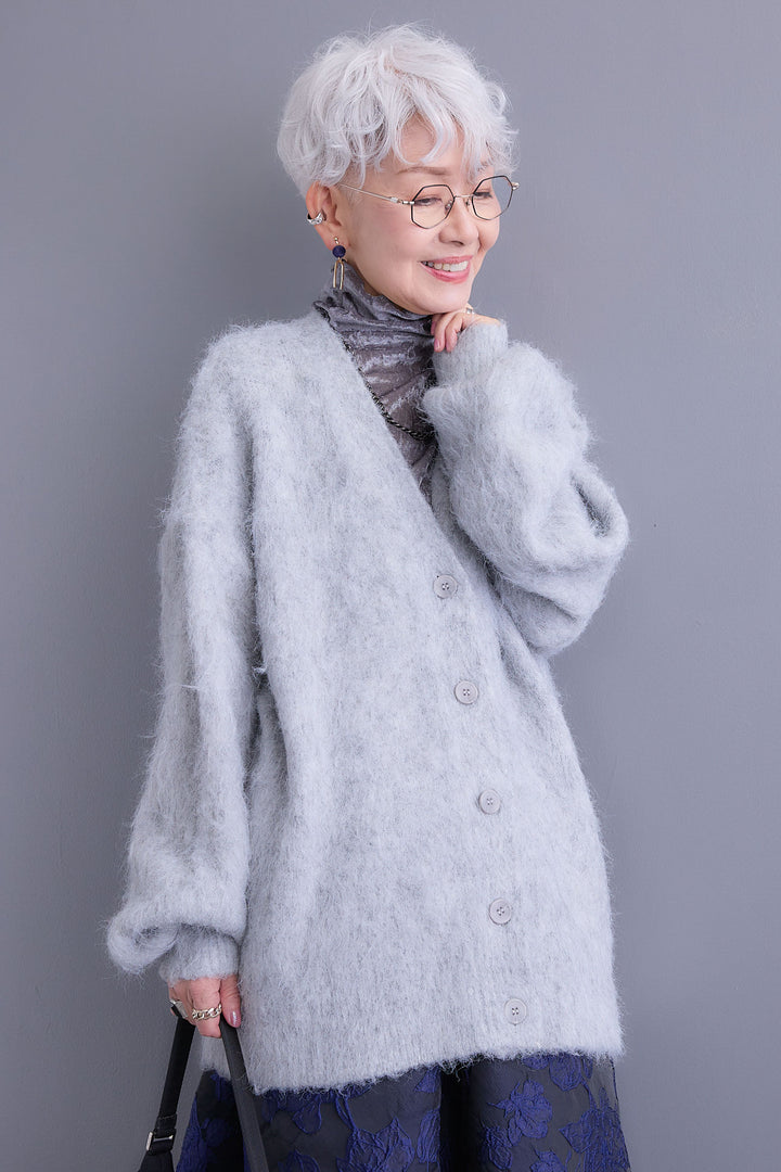 【予約】シャギーVネックニットカーディガン