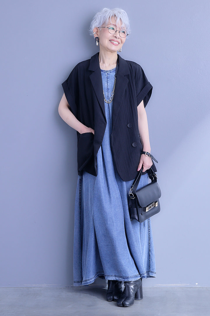 【予約】パウダーシルクヴィンテージデニムワンピース