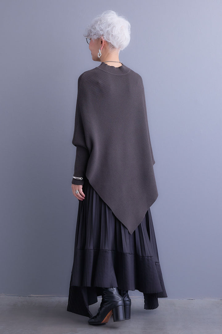 【新色追加】【SET】アシンメトリーオーバーニット+アシンメトリープリーツスカート(2set)