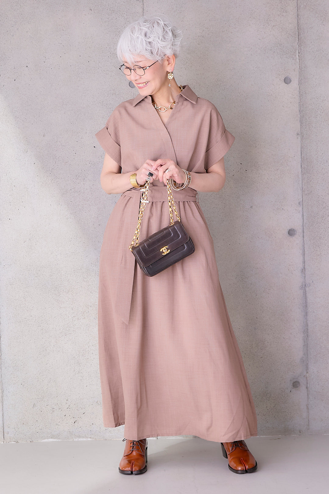 【予約】ロールアップスキッパーカシュクールワンピース