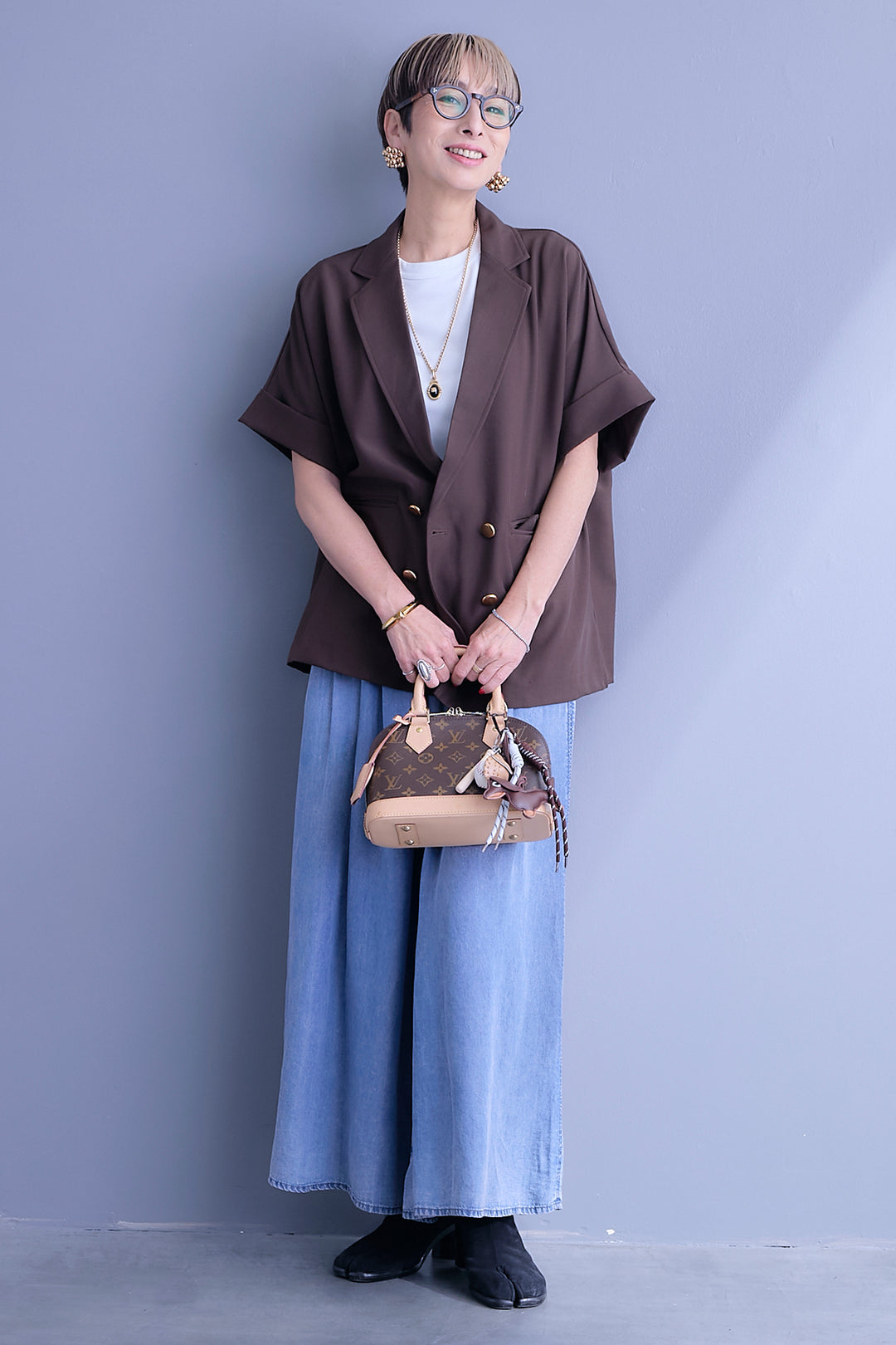 【予約】パウダーシルクデニムワイドパンツ