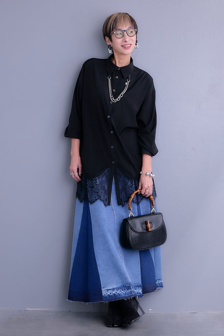 【予約】ヘムレースロングシャツ