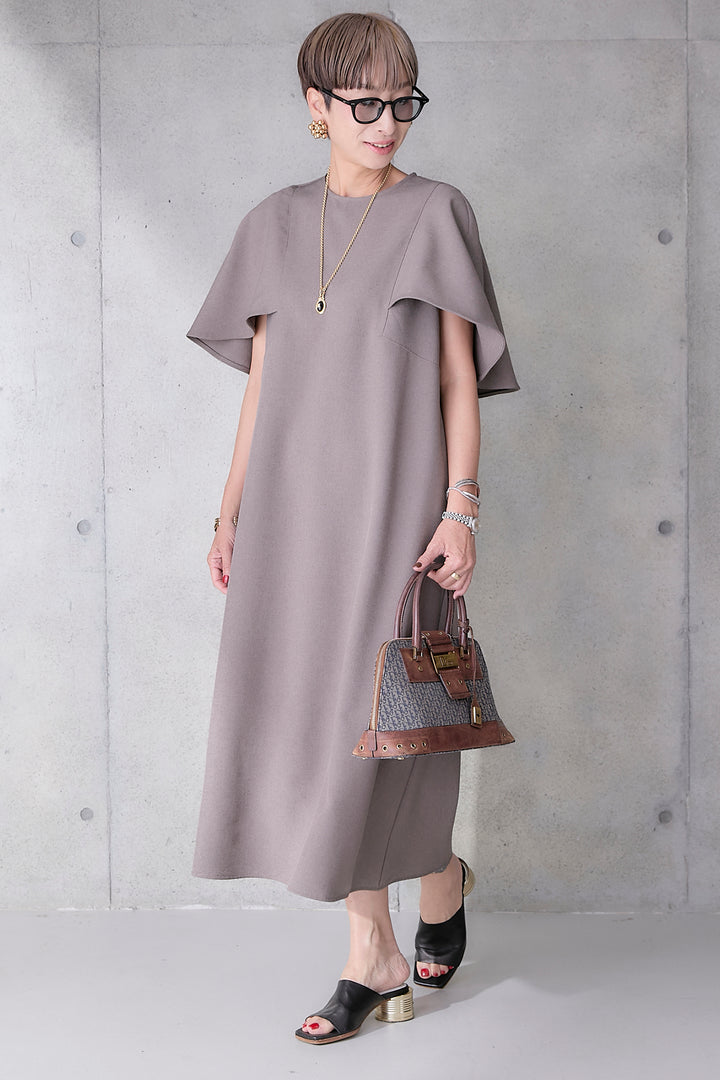 【予約】リネンタッチケープデザインワンピース