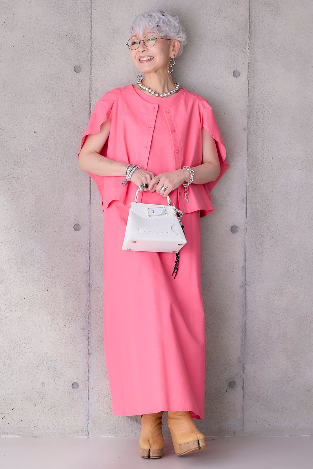 【SET】リネンミックスショルダーブラウス+リネンミックスサマーカラーフレアワンピース(2set)