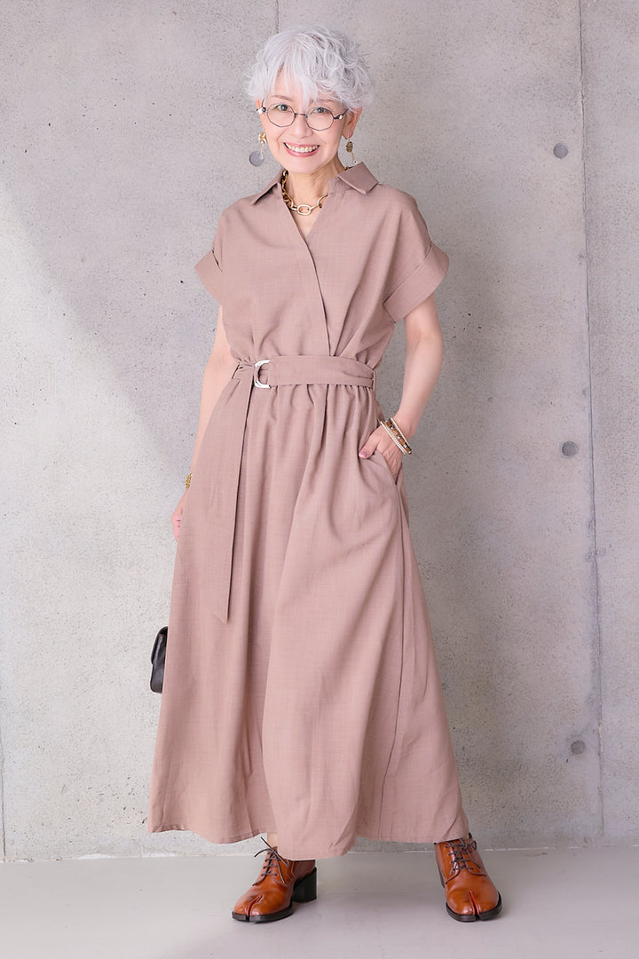 【予約】ロールアップスキッパーカシュクールワンピース