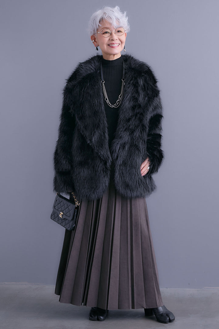 【予約】スエードロングプリーツスカート