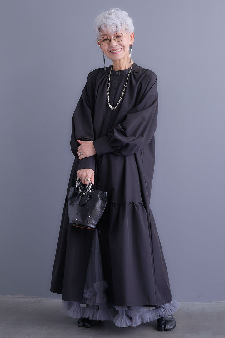 【予約】ボリュームスリーブバックシャンワンピース