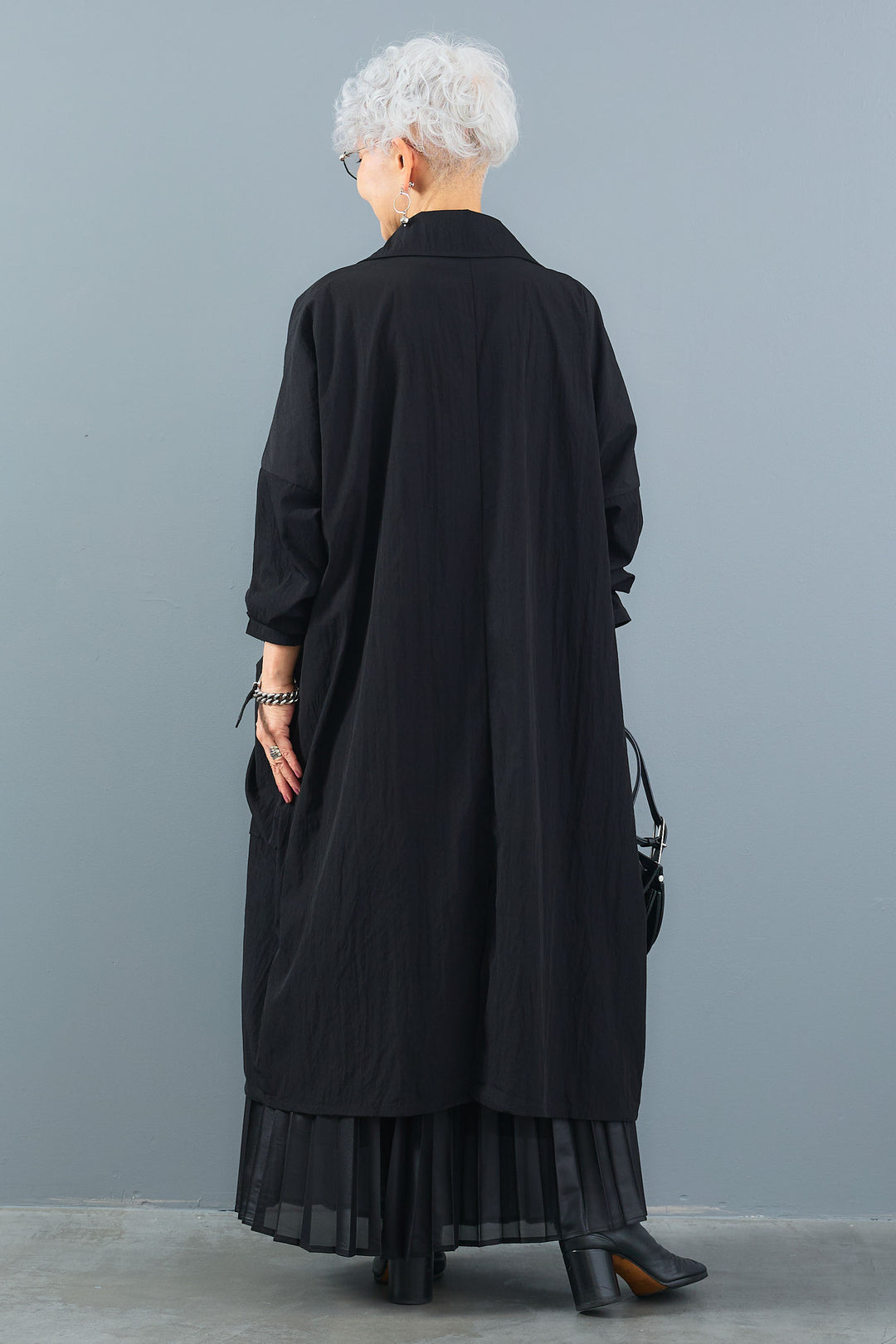 【SET】アシンメトリーロンT+ワッシャートレンチライクライトコート+レザーライクプリーツスカート(3set)