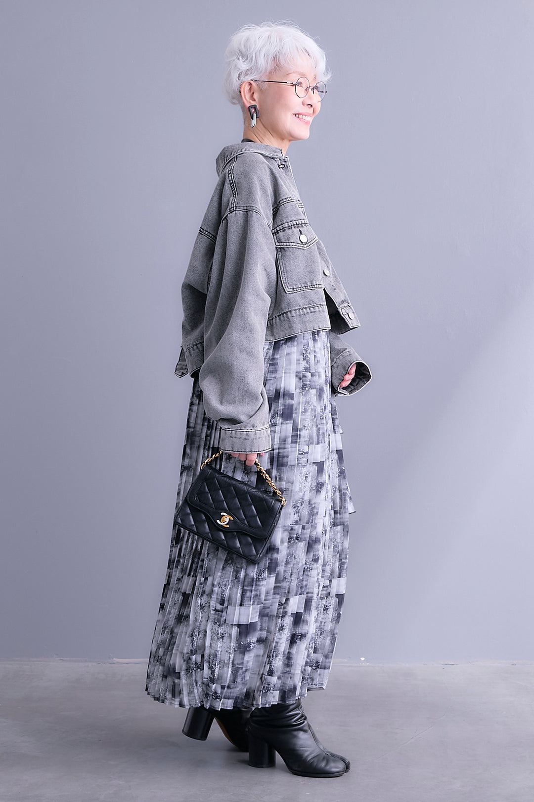 【SET】10ozライトデニムショートジャケット+アシメフラワープリーツドッキングワンピース(2set)