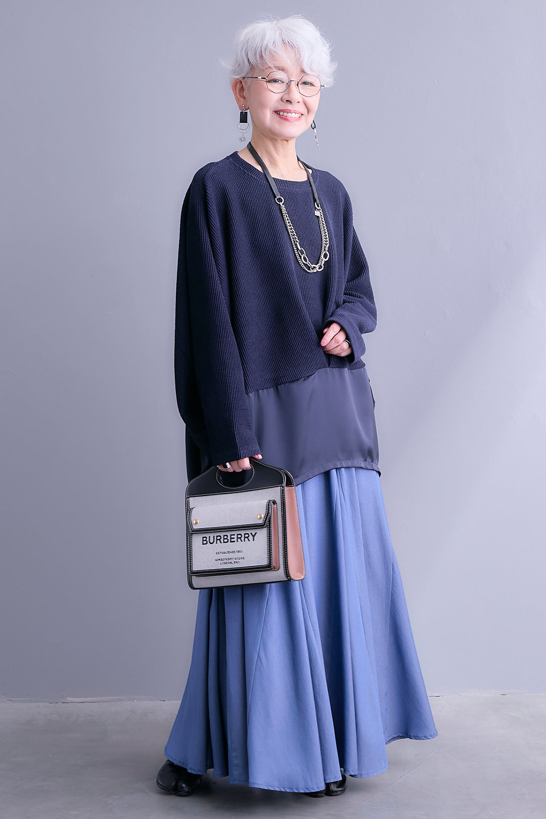 【SET】サテンコンビドルマンチュニック+テンセルデニムフレアスカート(2set)