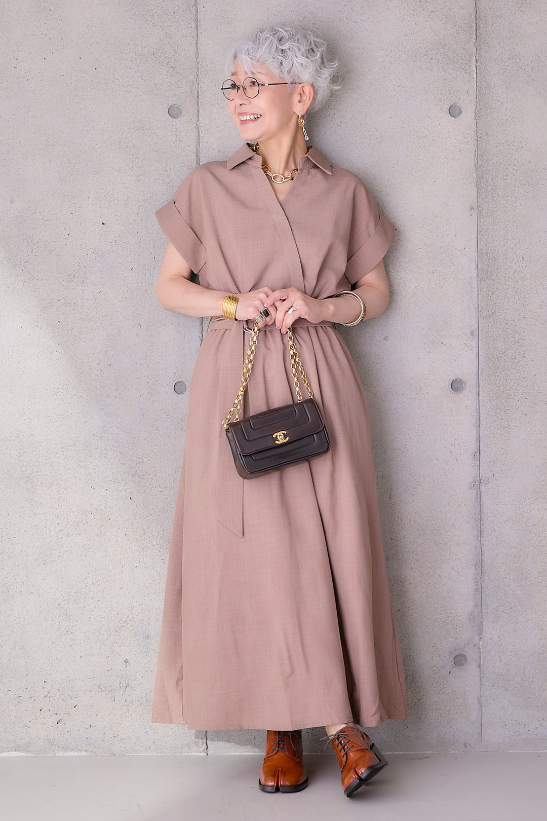 【予約】ロールアップスキッパーカシュクールワンピース