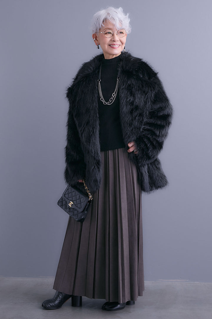 【予約】スエードロングプリーツスカート