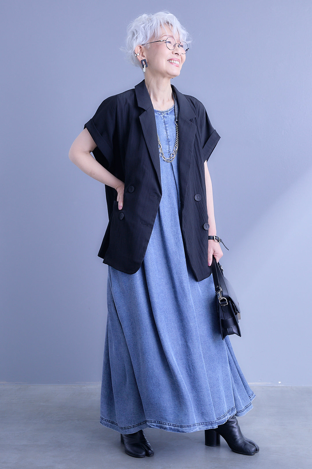 【予約】パウダーシルクヴィンテージデニムワンピース