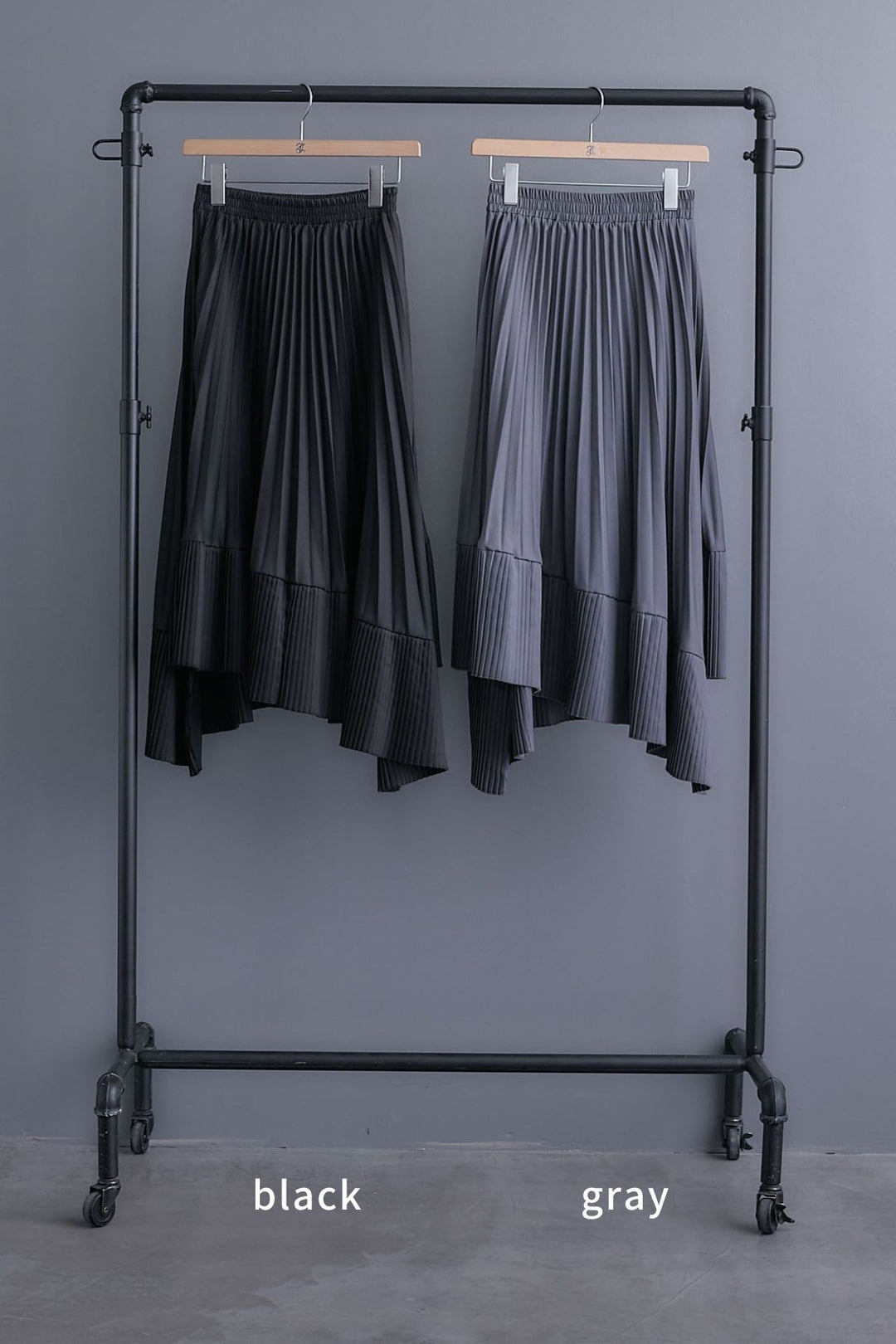 【SET】シアーシャツドッキングジャケット+アシンメトリーロンT+アシンメトリープリーツスカート(3set)