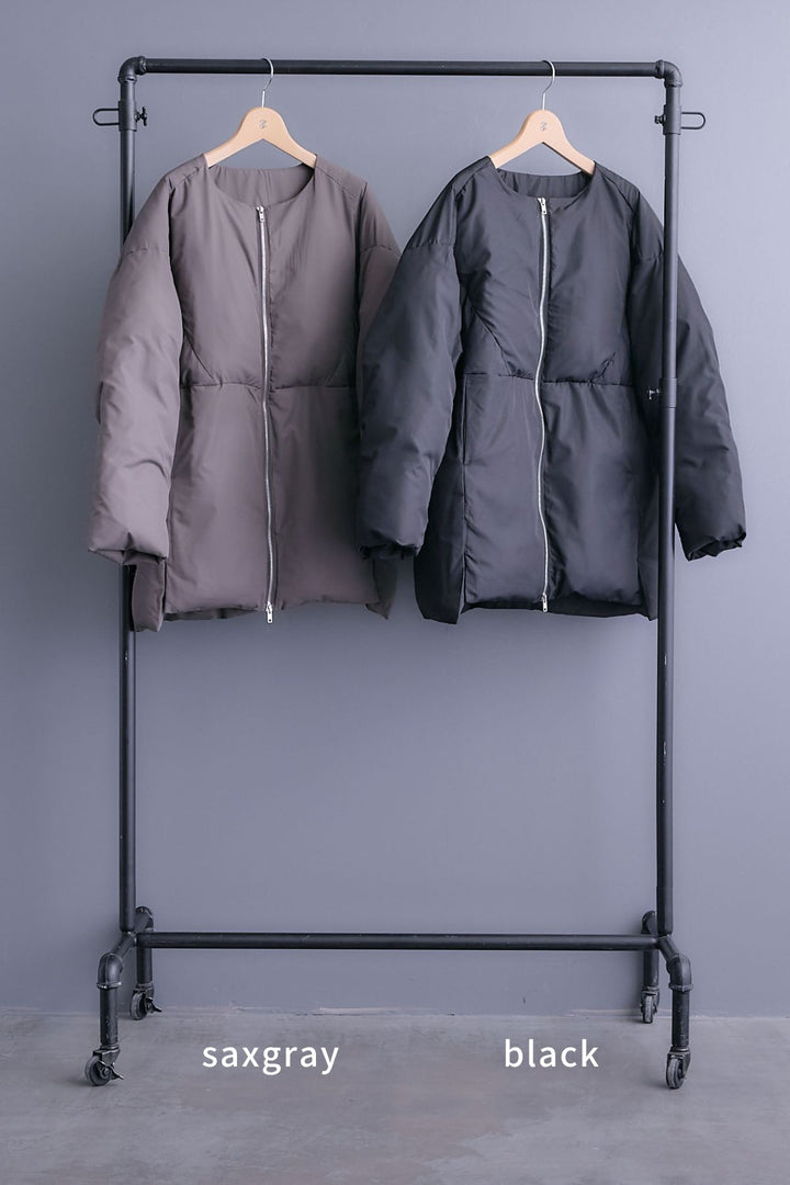 【SET】アシンメトリーオーバーニット+ファイバーダウンシェルジャケット+アシンメトリープリーツスカート(3set)