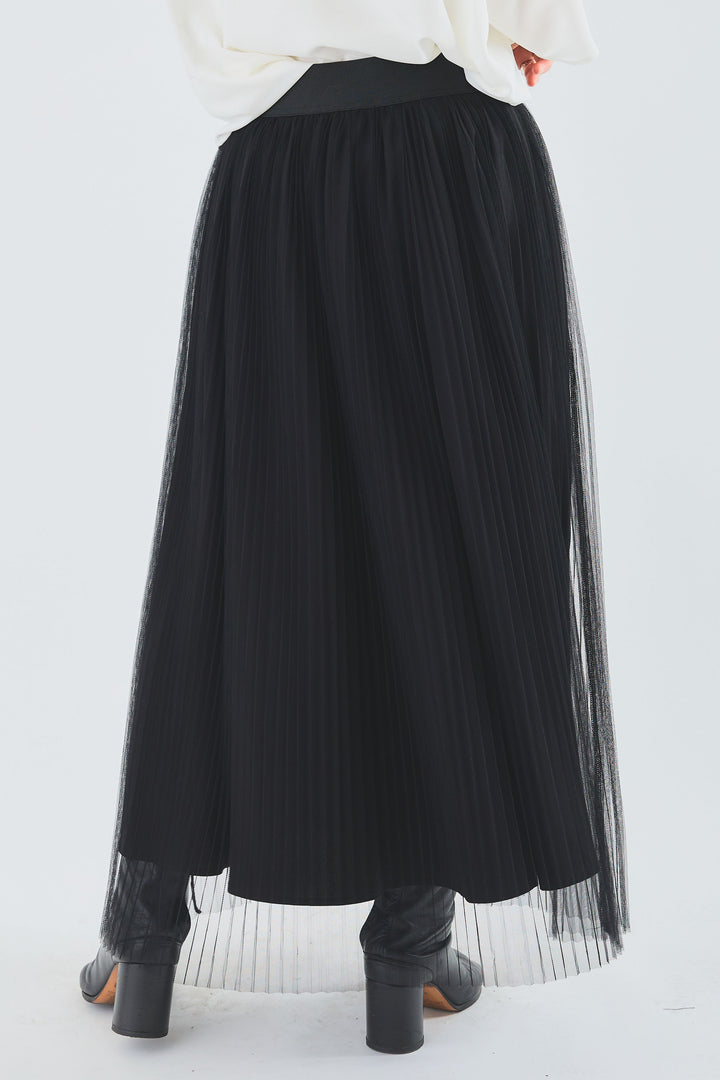 【SET】ジョーゼットシフォンケープアシンメトリーブラウス+シアーチュールプリーツスカート(2set)