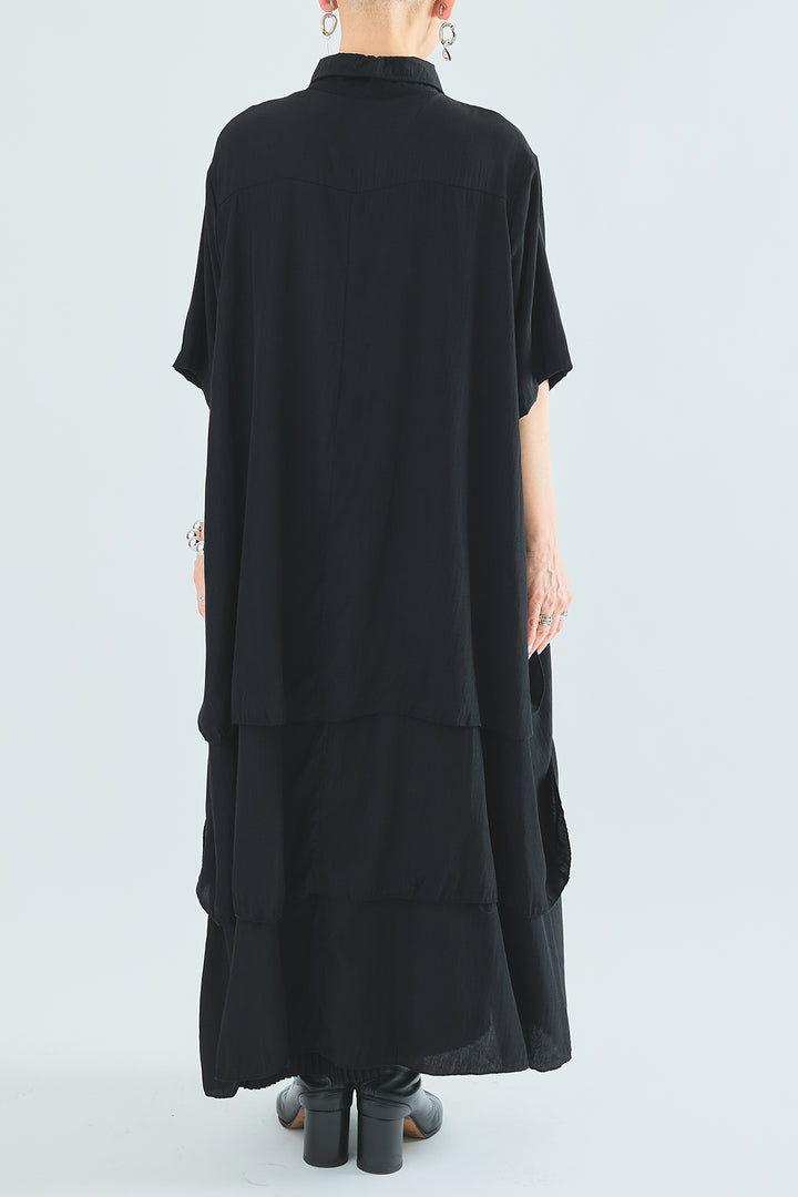 【SET】ティアードバックロングシャツ+ウォーターカラーシアーフラワースカート(2set)