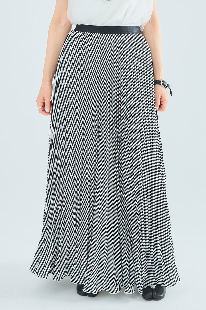【SET】ティアードバックロングシャツ+サマーストライプロングスカート(2set)