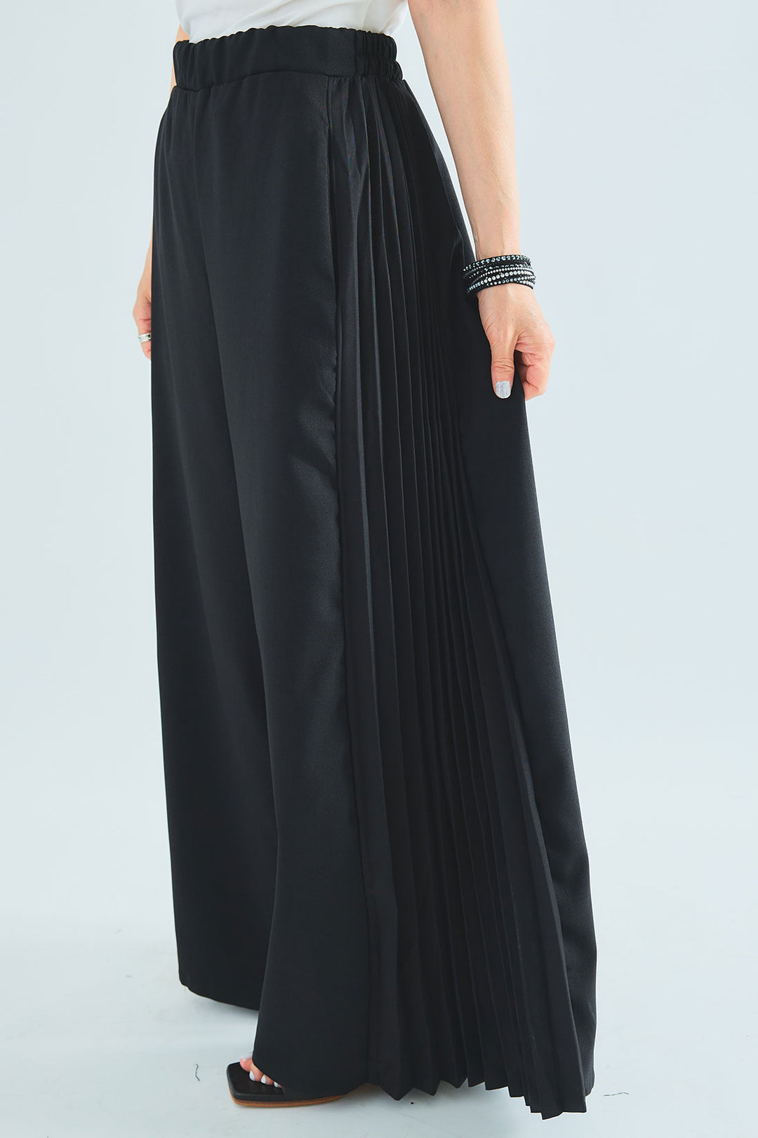 【SET】チュールドッキングブルゾン+サイドプリーツワイドパンツ(2set)