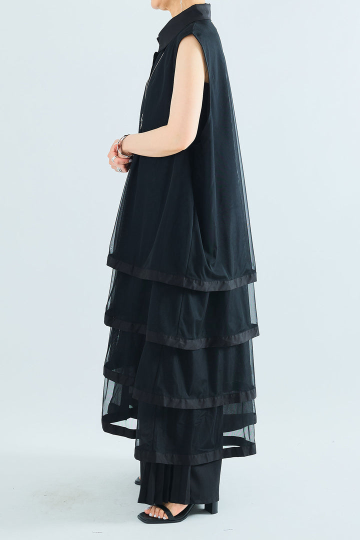【予約】チュールティアードノースリロングシャツ