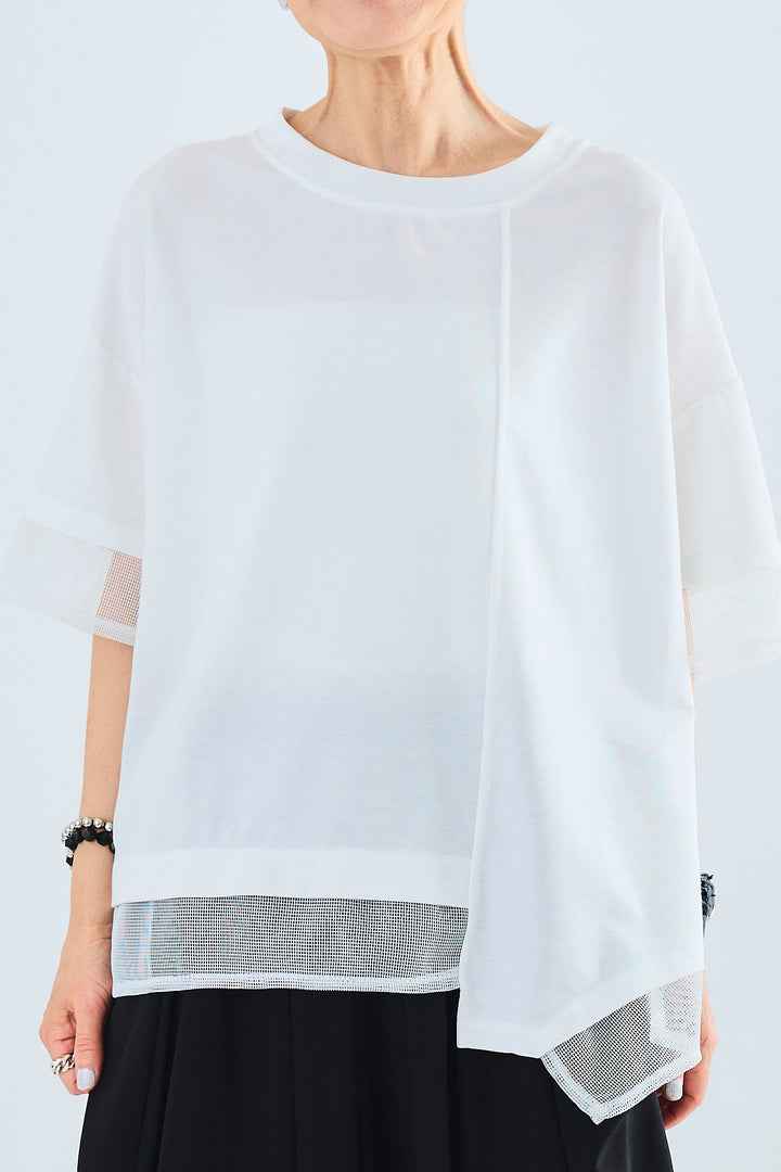 【SET】メッシュドッキングアシンメトリーT+カーゴポケットワイドサルエルパンツ(2set)