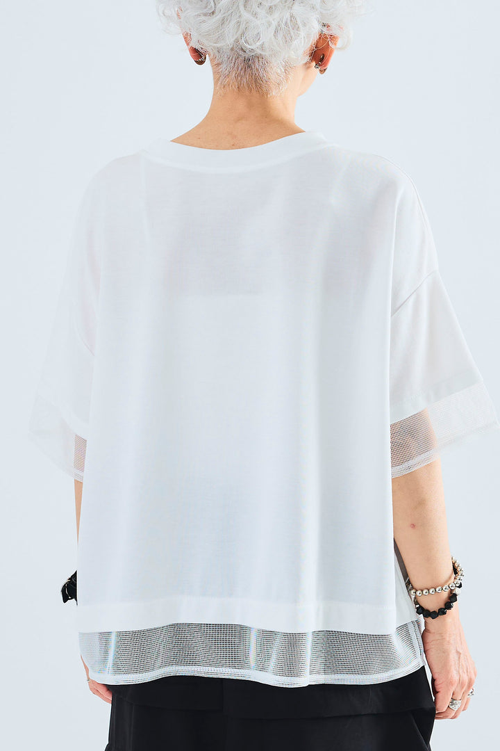 【SET】メッシュドッキングアシンメトリーT+カーゴポケットワイドサルエルパンツ(2set)