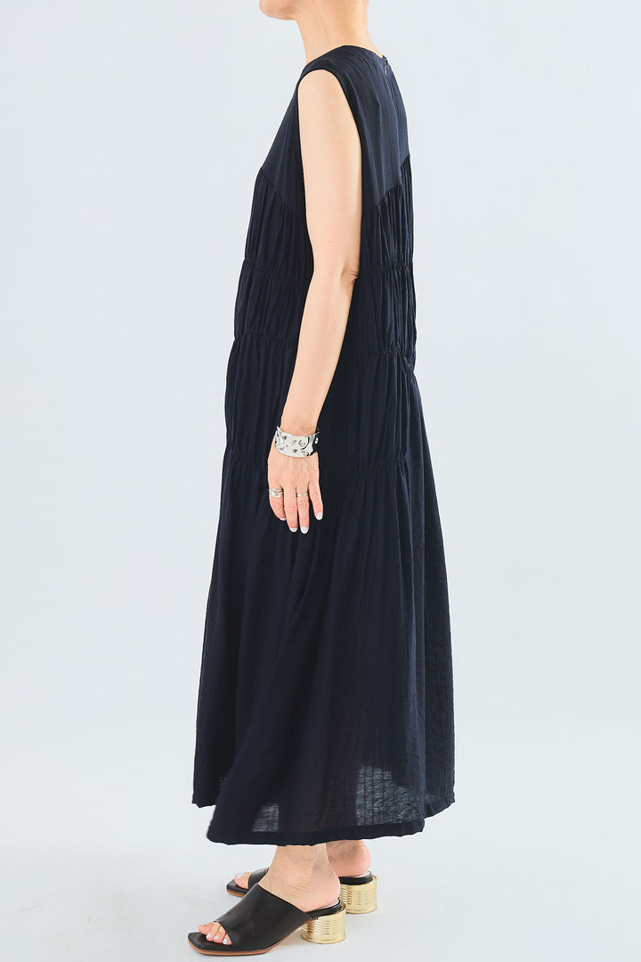 【予約】シャーリングアシンメトリーティアードワンピース
