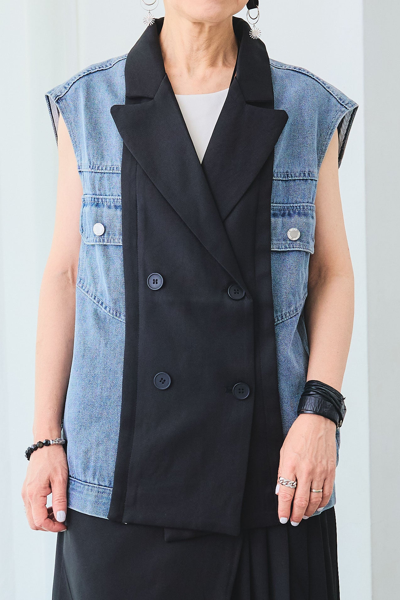 予約】デニムリメイクテーラードベスト – AIJAN