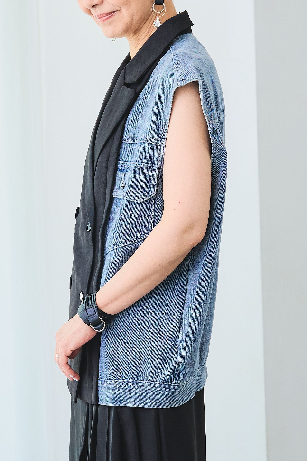 即納】デニムリメイクテーラードベスト – AIJAN