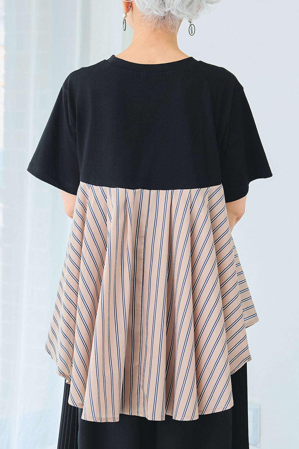 【予約】ストライプドッキングバックロングT