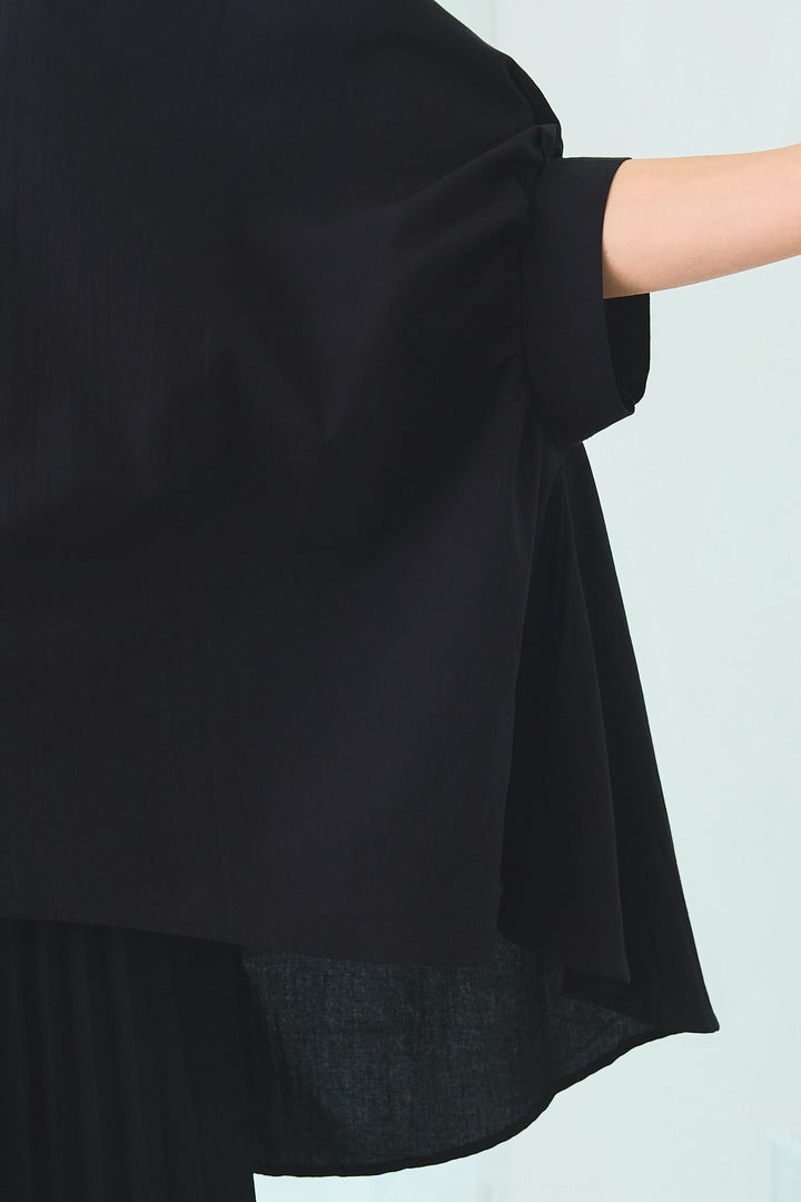 【SET】ドロップスリーブバックロングオーバーシャツ+ドットチュールフレアスカート(2set)