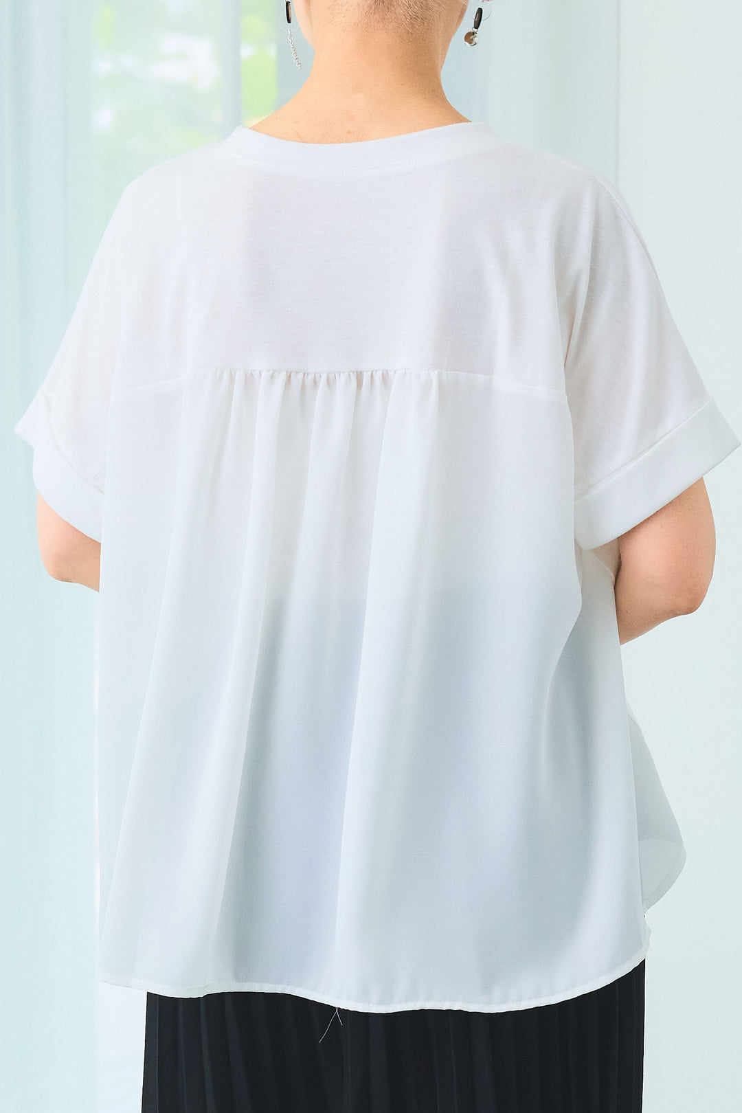 【予約】ÉPANOUEバックシフォンフレアロゴT