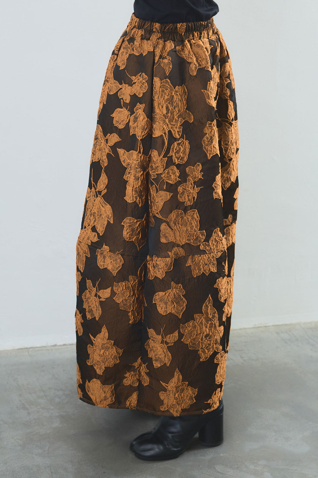 【SET】テディボアフラットカラーコート+ジャガードフラワースカート(2set)