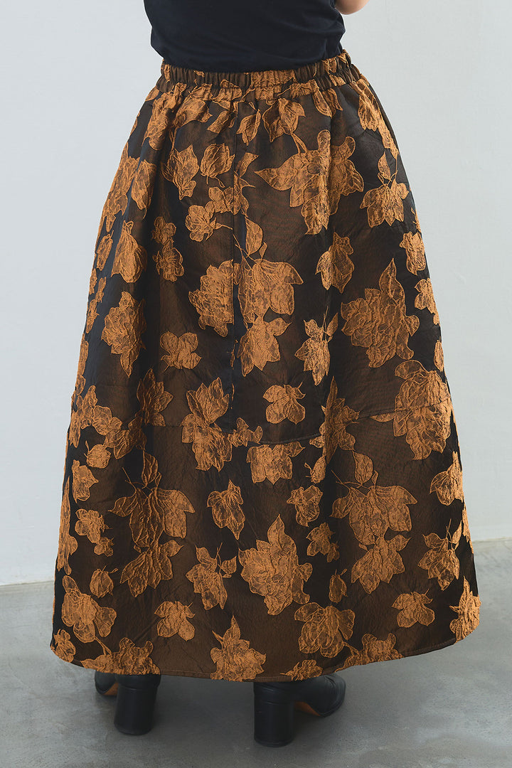 【SET】クラッシュベロアハイネックシアートップス+シャギーVネックニットカーディガン+ジャガードフラワースカート(3set)