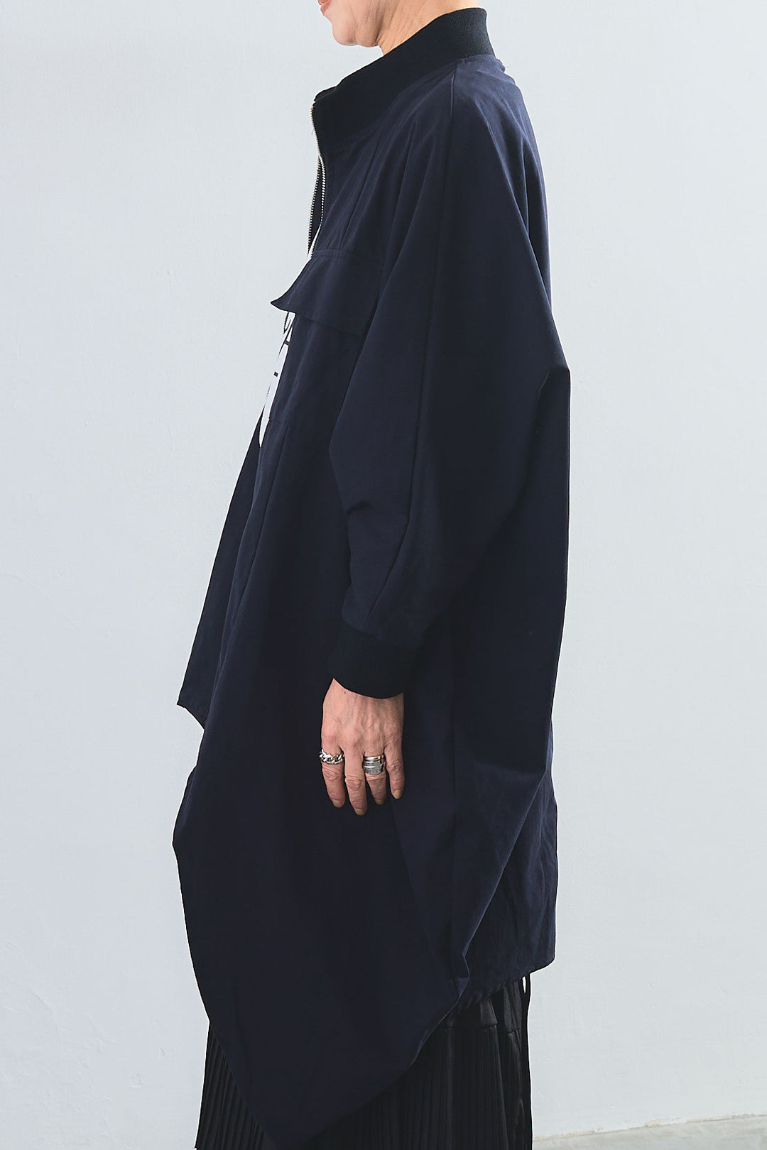 【SET】バックロングドルマンブルゾン+アシンメトリープリーツスカート(2set)